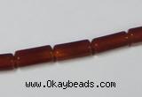 CAA141 15.5 inches 6*12mm faceted column red agate gemstone beads