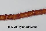 CAA142 15.5 inches 6*8mm bamboo shape red agate gemstone beads