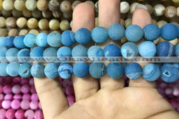 CAA1423 15.5 inches 10mm round matte druzy agate beads