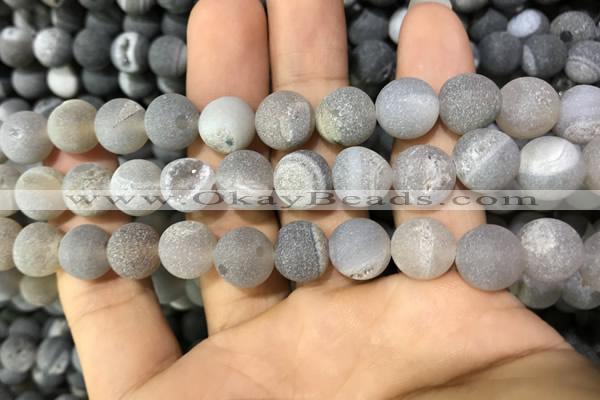 CAA1432 15.5 inches 12mm round matte druzy agate beads