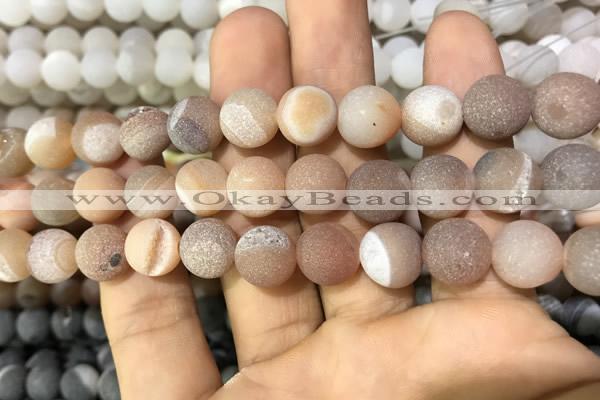 CAA1433 15.5 inches 12mm round matte druzy agate beads