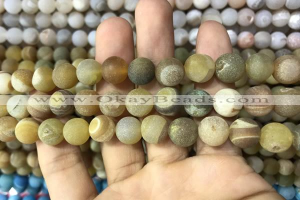 CAA1435 15.5 inches 12mm round matte druzy agate beads