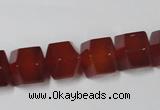 CAA146 15.5 inches 12*14mm faceted cube red agate gemstone beads