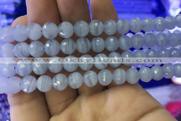 CAA1461 15.5 inches 8mm faceted round blue lace agate beads