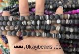 CAA1480 15.5 inches 6mm round matte banded agate beads wholesale