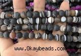 CAA1481 15.5 inches 8mm round matte banded agate beads wholesale