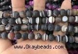 CAA1482 15.5 inches 10mm round matte banded agate beads wholesale