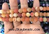 CAA1492 15.5 inches 10mm round matte banded agate beads wholesale