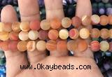 CAA1493 15.5 inches 12mm round matte banded agate beads wholesale