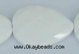 CAA15 15.5 inches 30*40mm faceted flat teardrop white agate beads