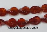 CAA152 15.5 inches 10*10mm curved moon red agate gemstone beads