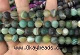 CAA1523 15.5 inches 12mm round matte banded agate beads wholesale