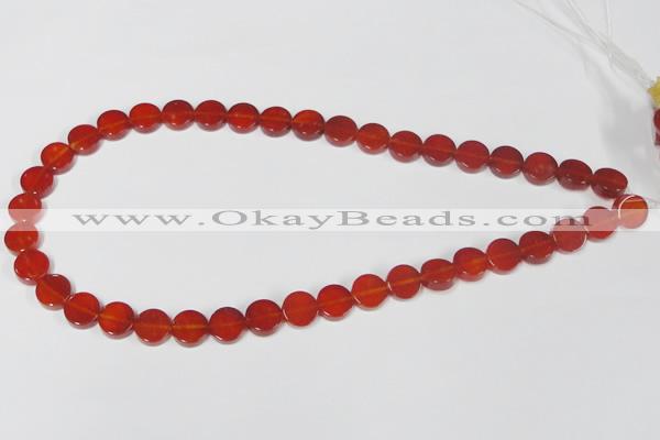 CAA155 15.5 inches 10mm coin red agate gemstone beads