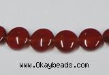 CAA156 15.5 inches 10mm flat round red agate gemstone beads