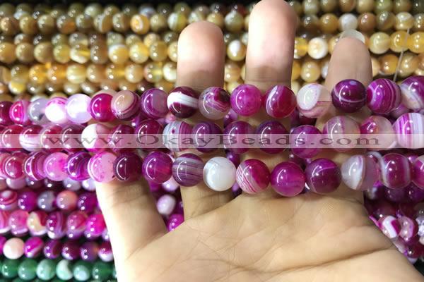 CAA1562 15.5 inches 8mm round banded agate beads wholesale