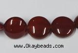 CAA157 15.5 inches 15mm flat round red agate gemstone beads