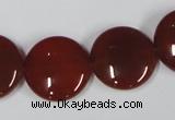 CAA159 15.5 inches 20mm flat round red agate gemstone beads