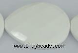 CAA16 15.5 inches 40*50mm faceted flat teardrop white agate beads