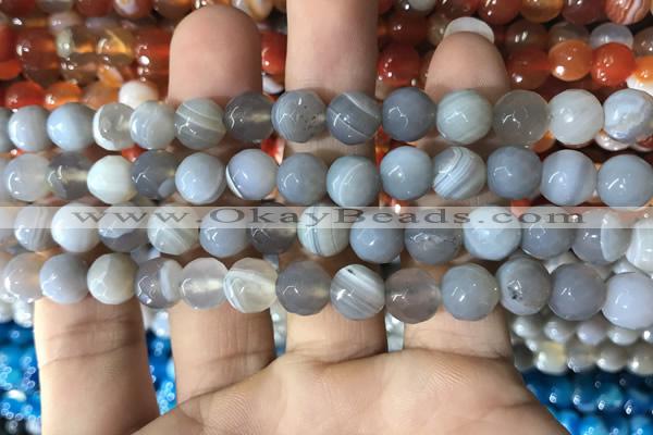 CAA1631 15.5 inches 8mm faceted round banded agate beads