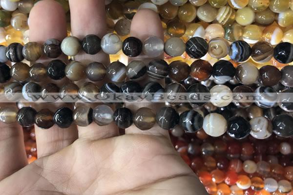 CAA1636 15.5 inches 8mm faceted round banded agate beads