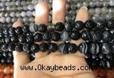 CAA1642 15.5 inches 10mm faceted round banded agate beads