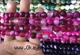 CAA1656 15.5 inches 8mm faceted round banded agate beads