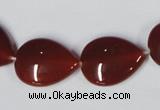 CAA166 15.5 inches 15*20mm flat teardrop red agate gemstone beads