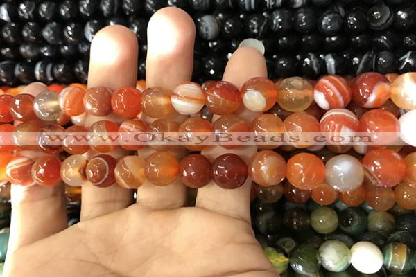 CAA1662 15.5 inches 10mm faceted round banded agate beads