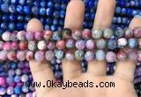 CAA1708 15 inches 8mm faceted round fire crackle agate beads