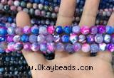 CAA1709 15 inches 8mm faceted round fire crackle agate beads