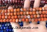 CAA1711 15 inches 8mm faceted round fire crackle agate beads