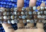 CAA1747 15 inches 12mm faceted round fire crackle agate beads