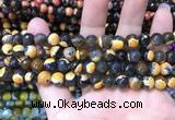 CAA1761 15 inches 8mm faceted round fire crackle agate beads