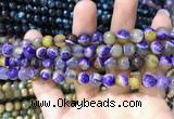 CAA1768 15 inches 8mm faceted round fire crackle agate beads