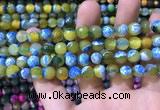 CAA1769 15 inches 8mm faceted round fire crackle agate beads