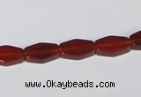 CAA177 15.5 inches 7*12mm hexagon red agate gemstone beads