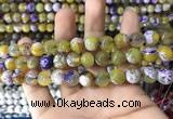 CAA1781 15 inches 10mm faceted round fire crackle agate beads