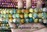 CAA1787 15 inches 10mm faceted round fire crackle agate beads