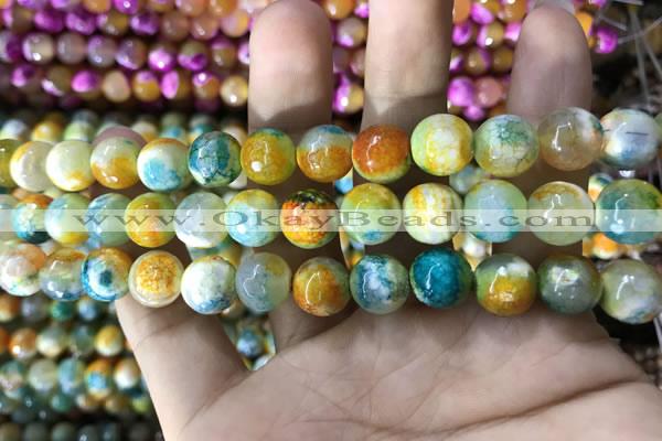 CAA1787 15 inches 10mm faceted round fire crackle agate beads