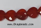 CAA180 15.5 inches 14*14mm faceted heart red agate gemstone beads