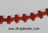 CAA181 15.5 inches 8*8mm cross red agate gemstone beads