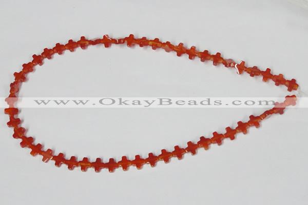 CAA181 15.5 inches 8*8mm cross red agate gemstone beads