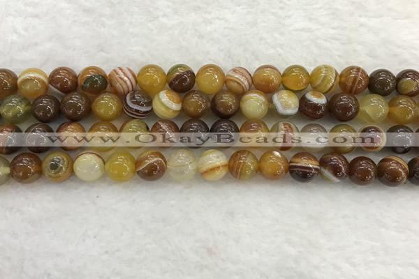 CAA1862 15.5 inches 8mm round banded agate gemstone beads