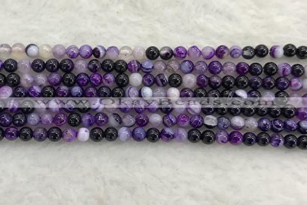 CAA1870 15.5 inches 4mm round banded agate gemstone beads