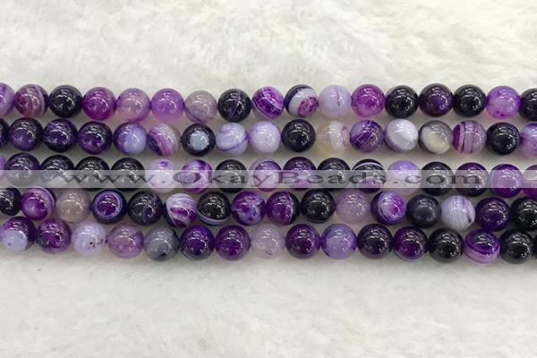 CAA1872 15.5 inches 8mm round banded agate gemstone beads