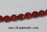 CAA200 15.5 inches 6mm faceted round red agate gemstone beads