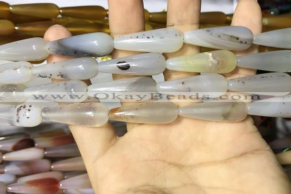 CAA2061 15.5 inches 10*30mm teardrop agate beads wholesale