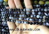 CAA2197 15.5 inches 4mm faceted round banded agate beads