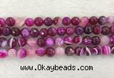 CAA2221 15.5 inches 10mm faceted round banded agate beads