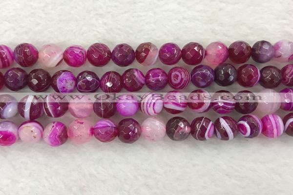 CAA2221 15.5 inches 10mm faceted round banded agate beads